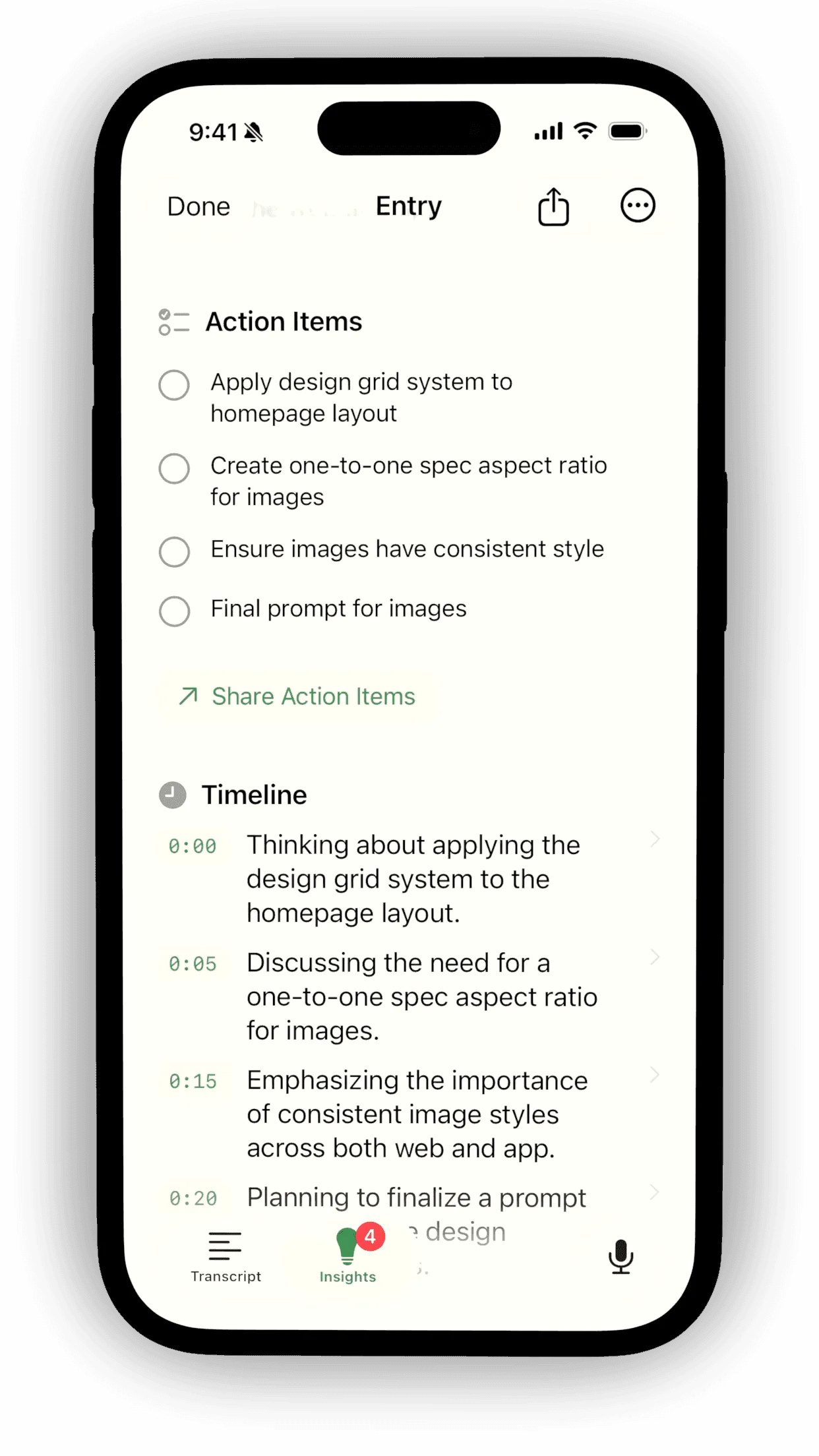 Action items extracted